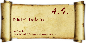 Adolf Iván névjegykártya